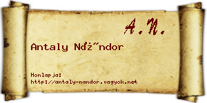 Antaly Nándor névjegykártya